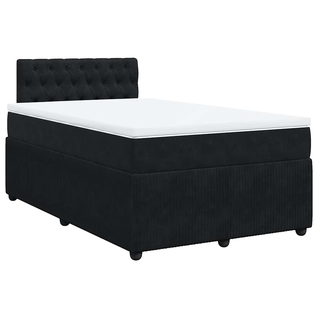 vidaXL Κρεβάτι Boxspring με Στρώμα Μαύρο 120x190 εκ. Βελούδινο