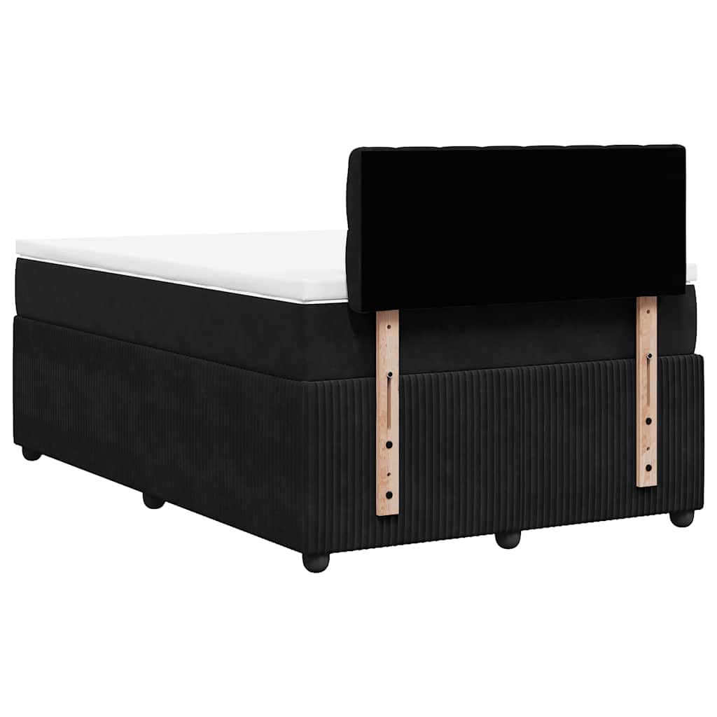 vidaXL Κρεβάτι Boxspring με Στρώμα Μαύρο 120x190 εκ. Βελούδινο