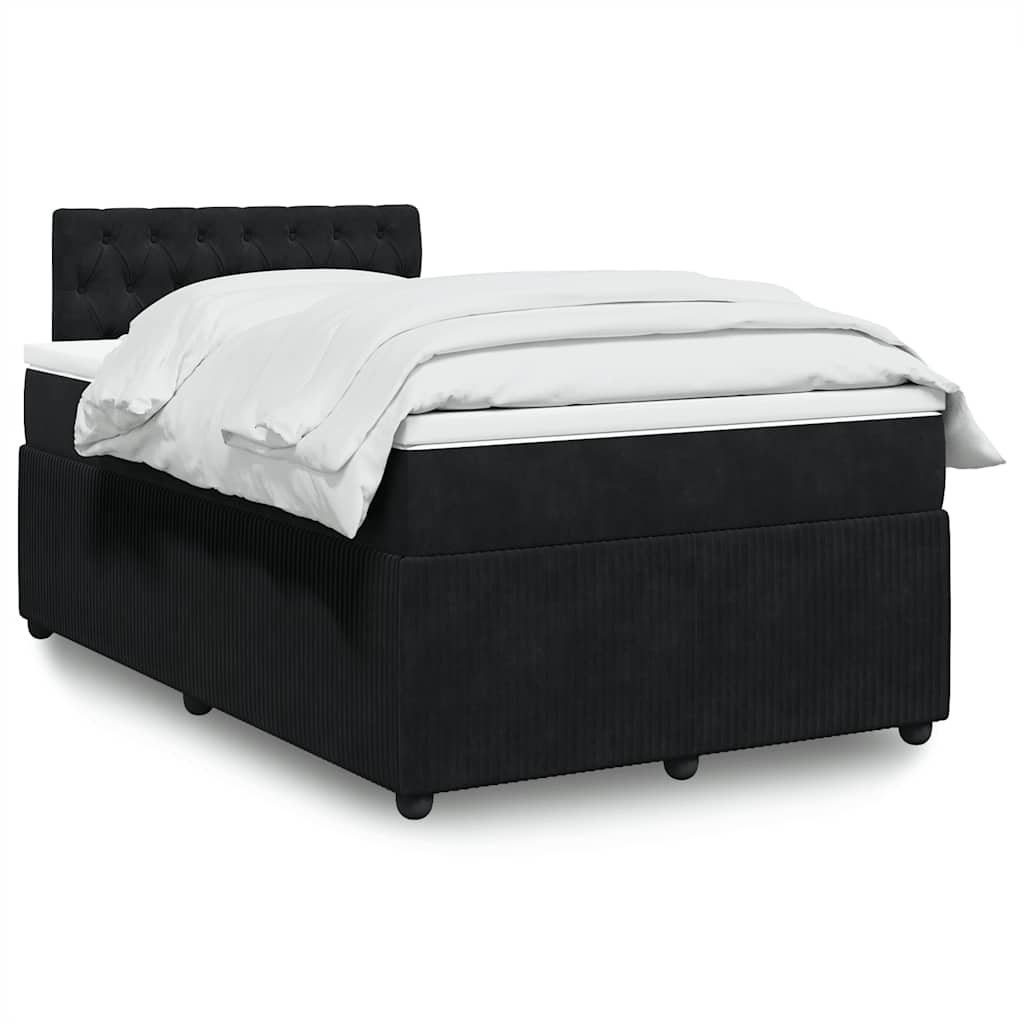 vidaXL Κρεβάτι Boxspring με Στρώμα Μαύρο 120x190 εκ. Βελούδινο