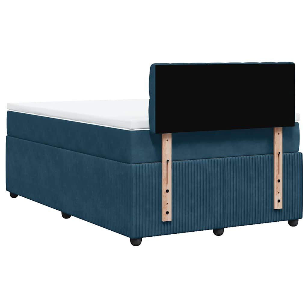vidaXL Κρεβάτι Boxspring με Στρώμα Μπλε 120x190 εκ. Βελούδινο