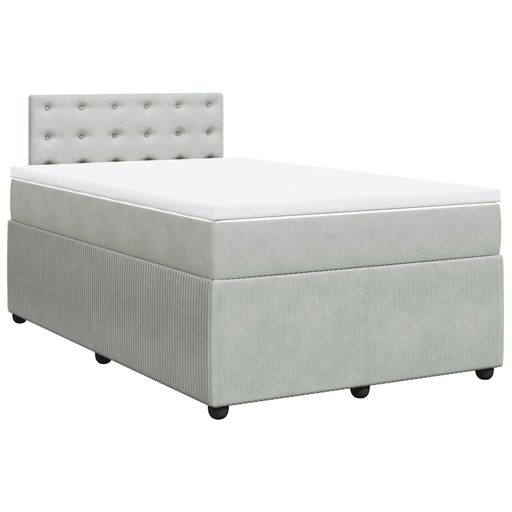 vidaXL Κρεβάτι Boxspring με Στρώμα Ανοιχτό Γκρι 120x190 εκ. Βελούδινο
