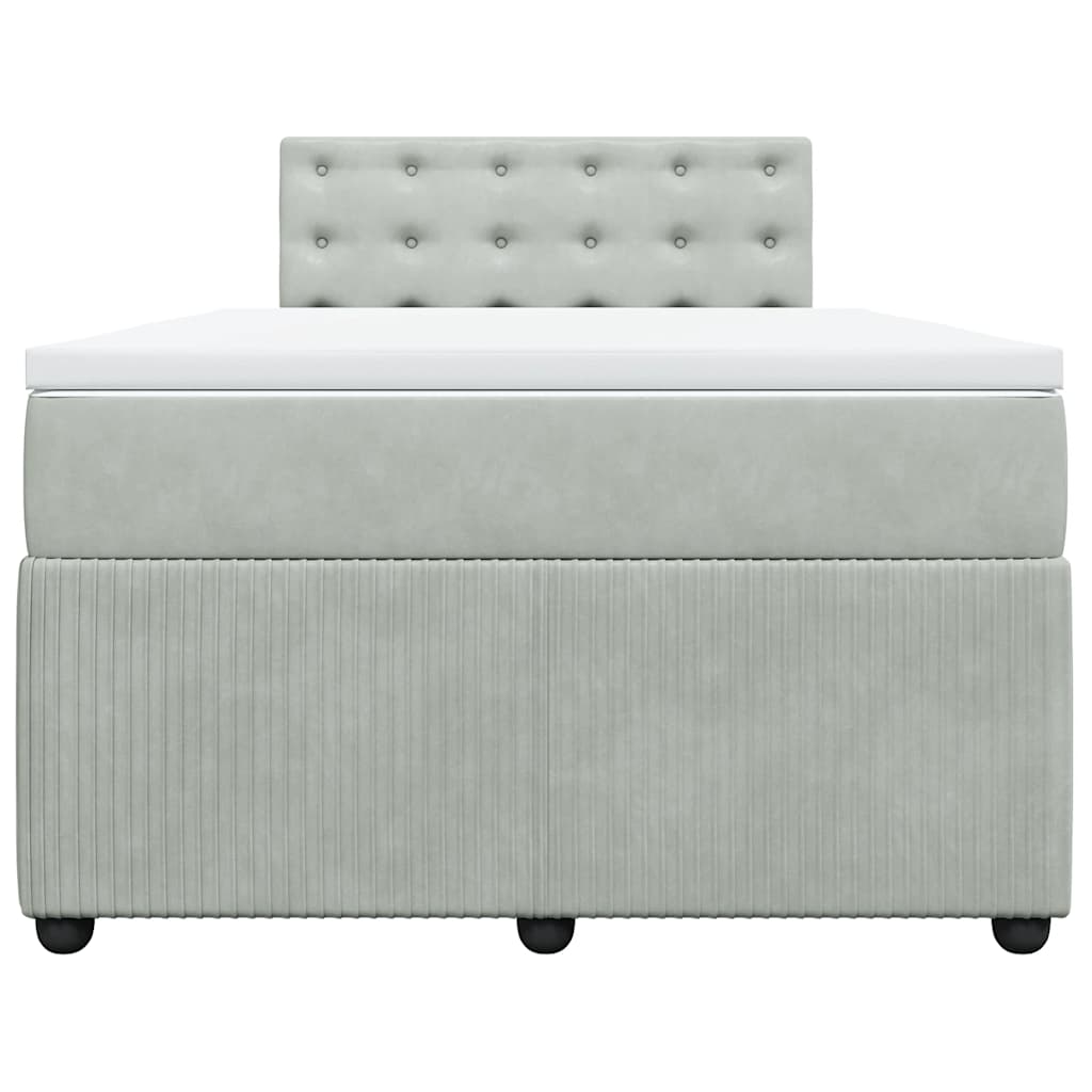 vidaXL Κρεβάτι Boxspring με Στρώμα Ανοιχτό Γκρι 120x190 εκ. Βελούδινο