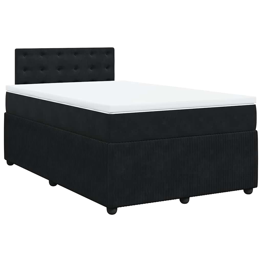 vidaXL Κρεβάτι Boxspring με Στρώμα Μαύρο 120x190 εκ. Βελούδινο