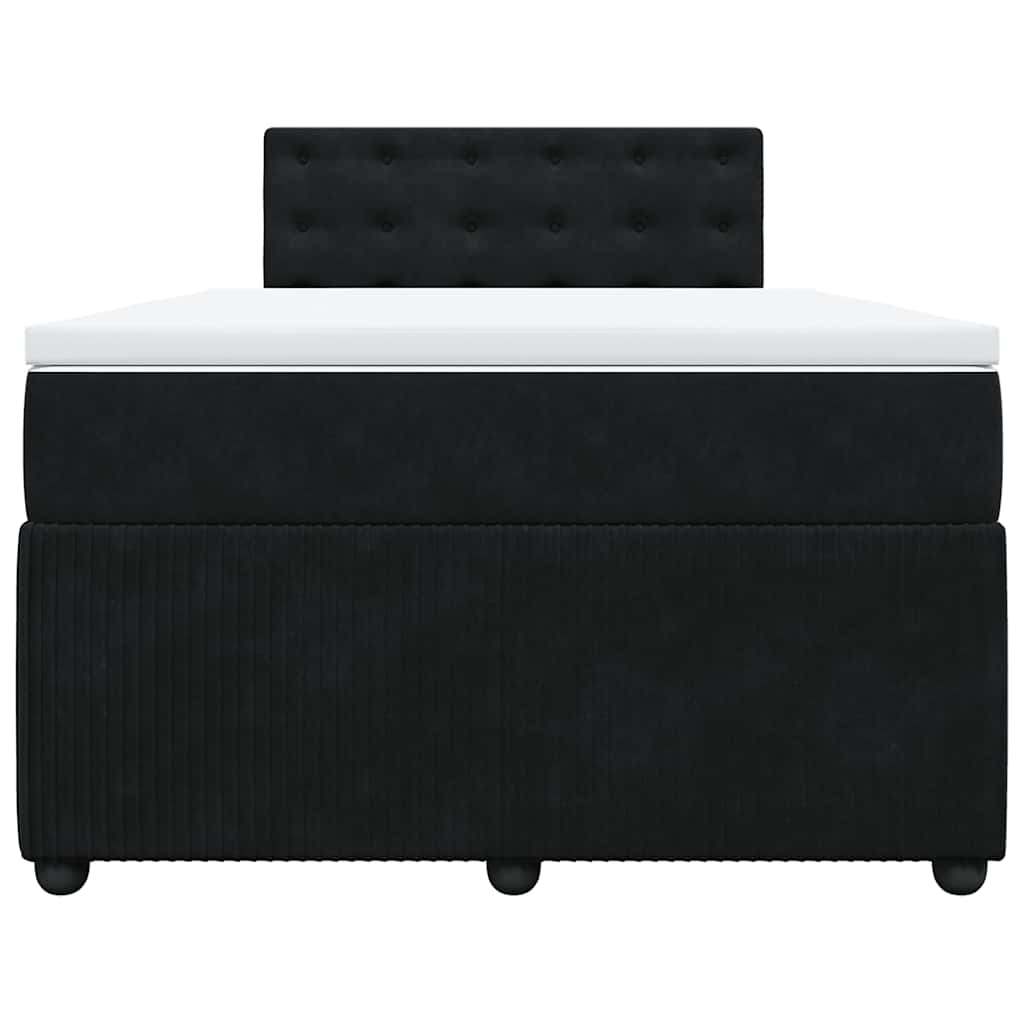 vidaXL Κρεβάτι Boxspring με Στρώμα Μαύρο 120x190 εκ. Βελούδινο