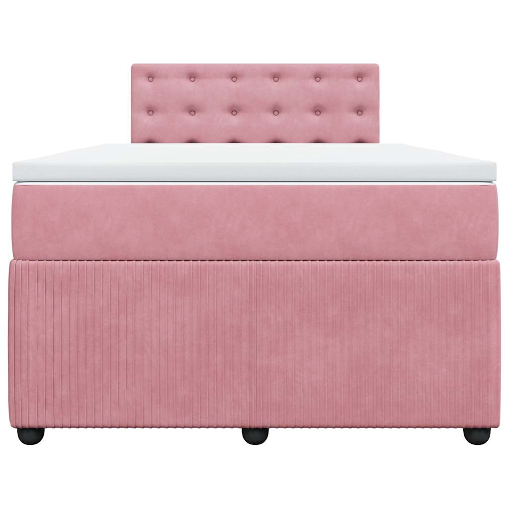 vidaXL Κρεβάτι Boxspring με Στρώμα Ροζ 120x190 εκ. Βελούδινο