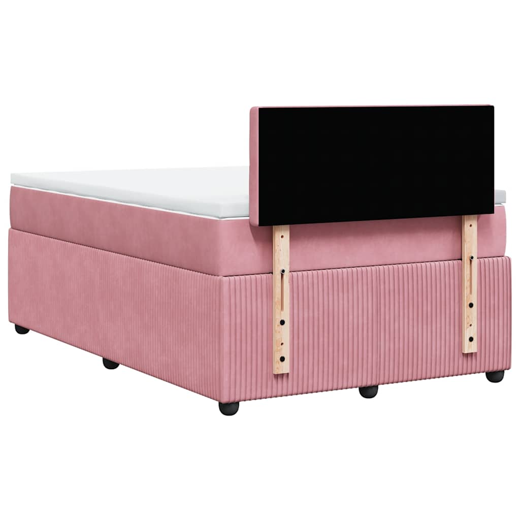 vidaXL Κρεβάτι Boxspring με Στρώμα Ροζ 120x190 εκ. Βελούδινο