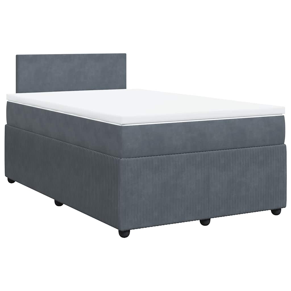 vidaXL Κρεβάτι Boxspring με Στρώμα Σκούρο Γκρι 120x200 εκ. Βελούδινο