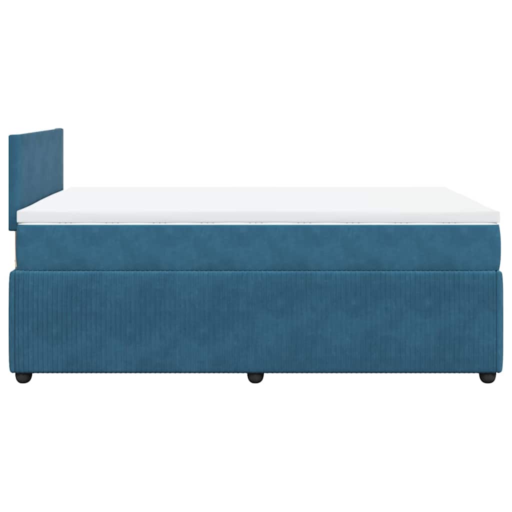 vidaXL Κρεβάτι Boxspring με Στρώμα Μπλε 120x200 εκ. Βελούδινο