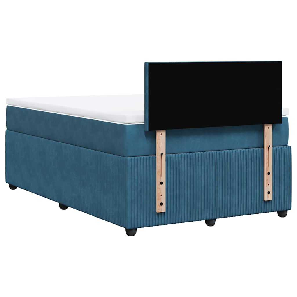 vidaXL Κρεβάτι Boxspring με Στρώμα Μπλε 120x200 εκ. Βελούδινο
