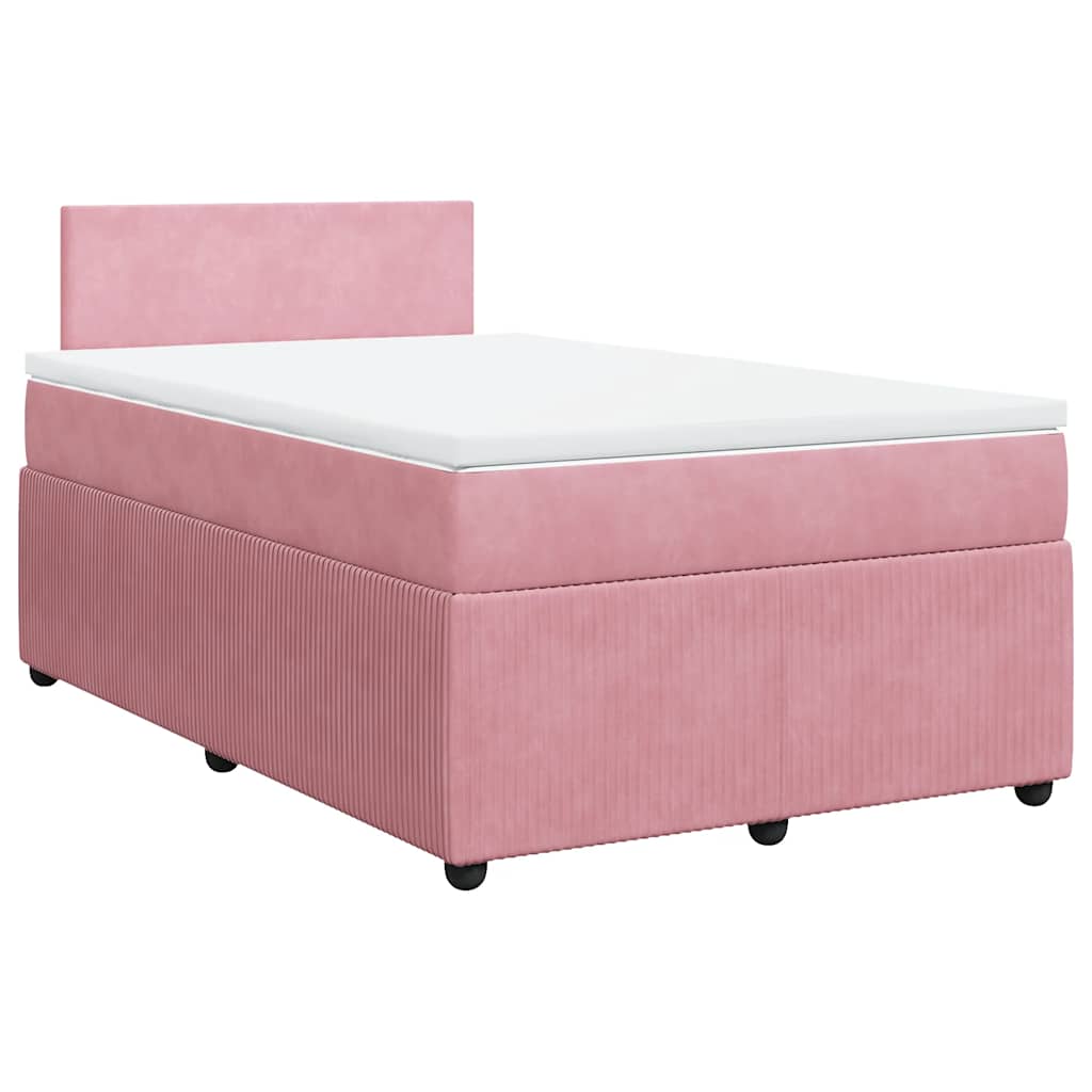 vidaXL Κρεβάτι Boxspring με Στρώμα Ροζ 120x200 εκ. Βελούδινο