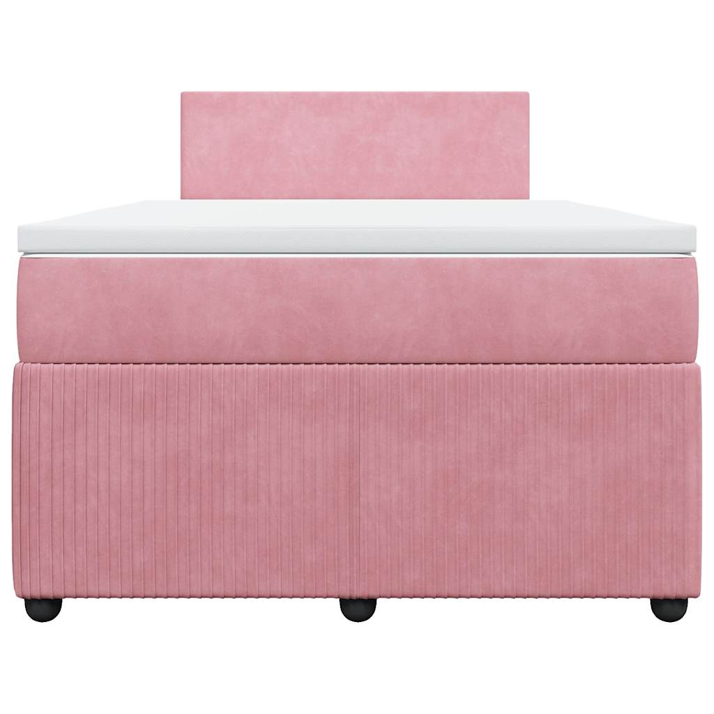 vidaXL Κρεβάτι Boxspring με Στρώμα Ροζ 120x200 εκ. Βελούδινο