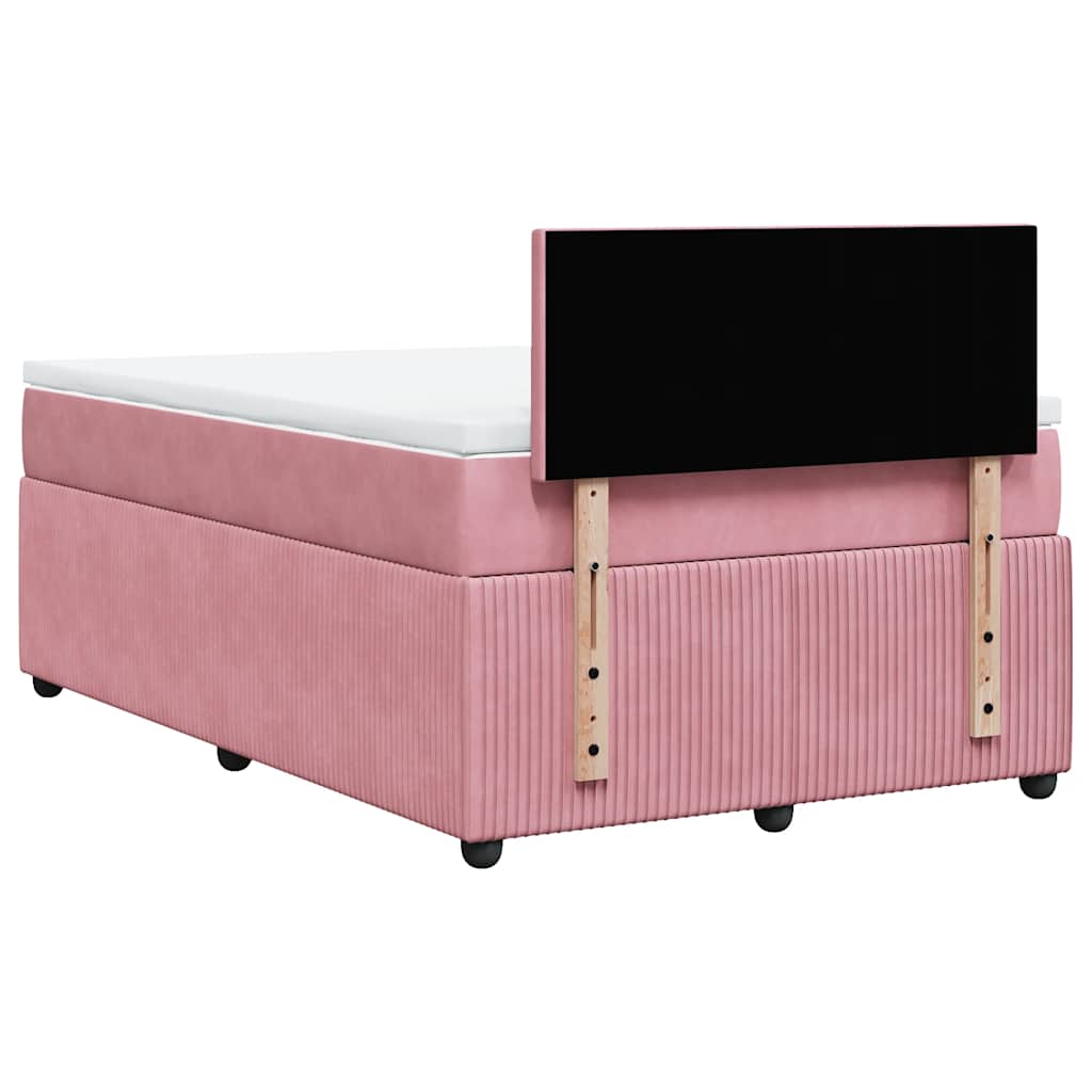 vidaXL Κρεβάτι Boxspring με Στρώμα Ροζ 120x200 εκ. Βελούδινο