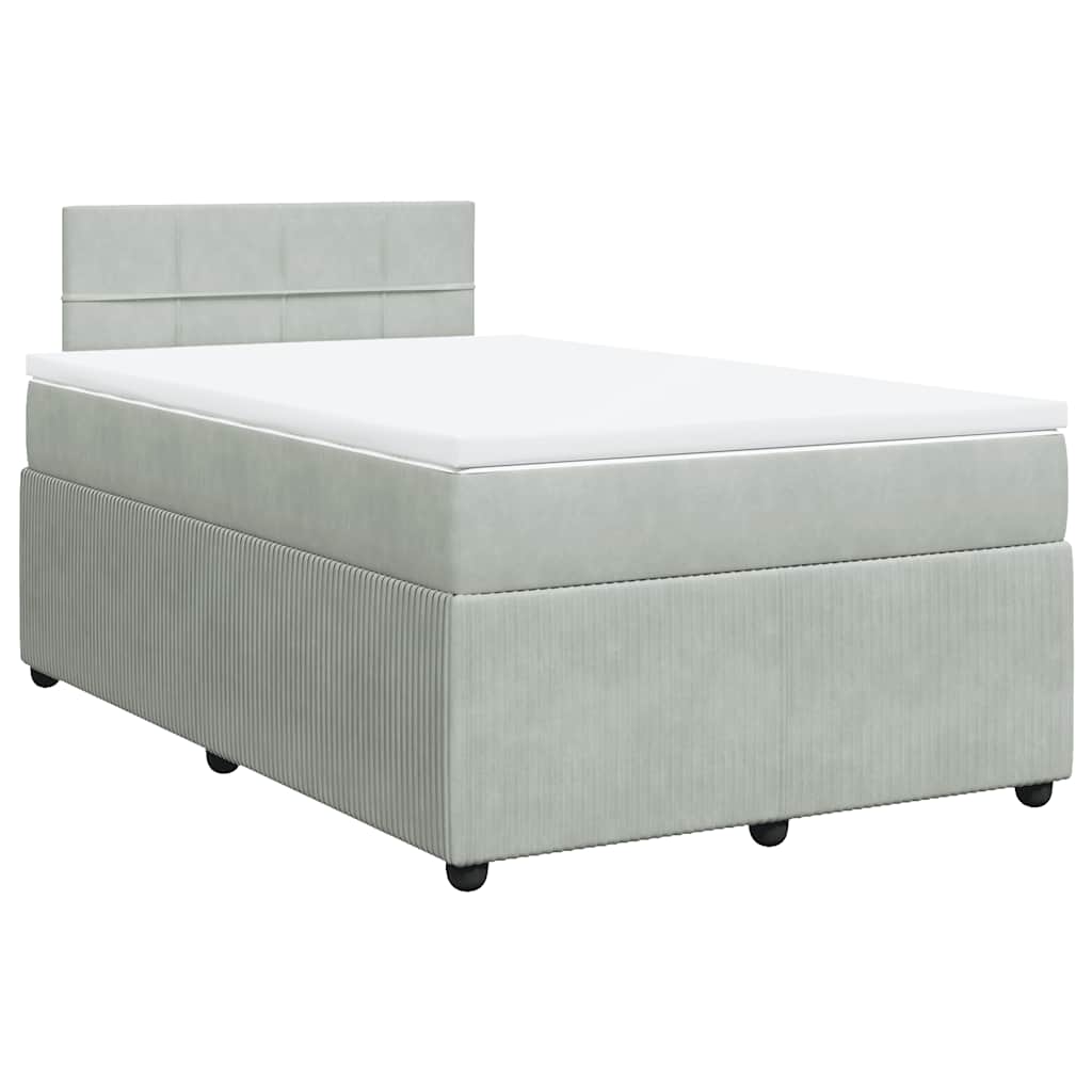 vidaXL Κρεβάτι Boxspring με Στρώμα Ανοιχτό Γκρι 120x200 εκ. Βελούδινο
