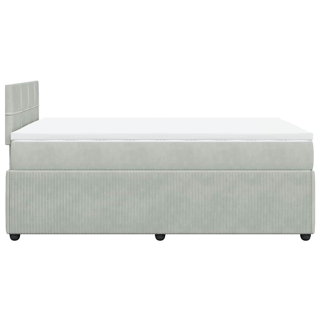 vidaXL Κρεβάτι Boxspring με Στρώμα Ανοιχτό Γκρι 120x200 εκ. Βελούδινο