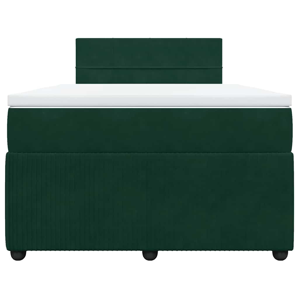 vidaXL Κρεβάτι Boxspring με Στρώμα Σκούρο Πράσινο 120x200εκ. Βελούδινο