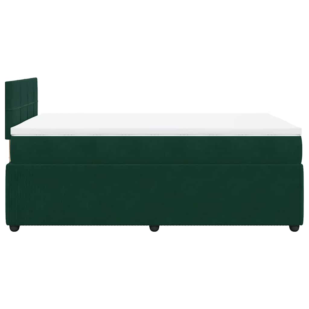 vidaXL Κρεβάτι Boxspring με Στρώμα Σκούρο Πράσινο 120x200εκ. Βελούδινο