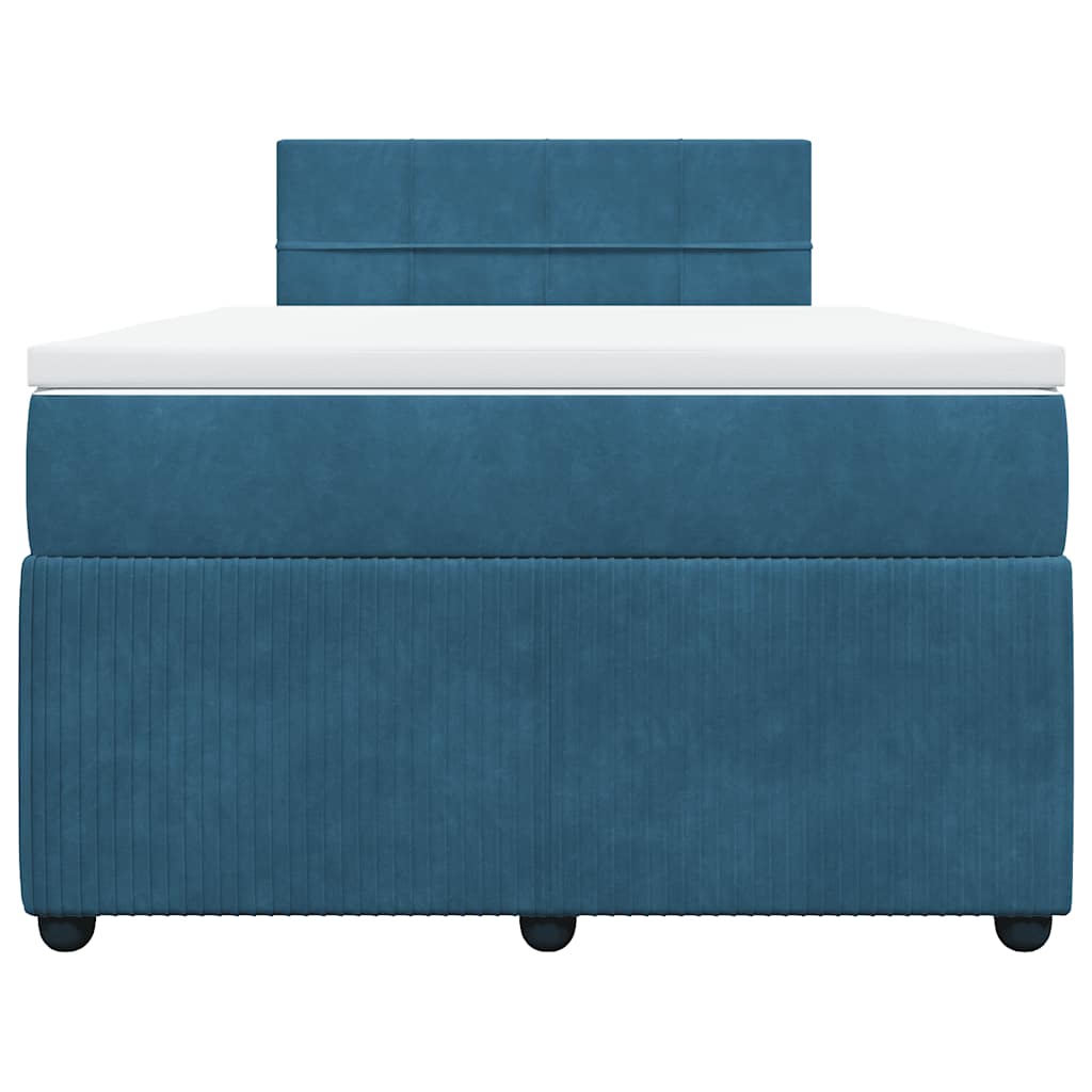 vidaXL Κρεβάτι Boxspring με Στρώμα Μπλε 120x200 εκ. Βελούδινο