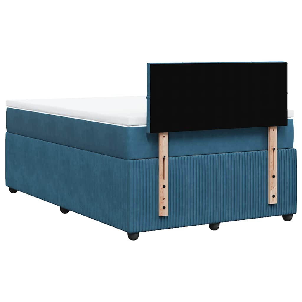 vidaXL Κρεβάτι Boxspring με Στρώμα Μπλε 120x200 εκ. Βελούδινο