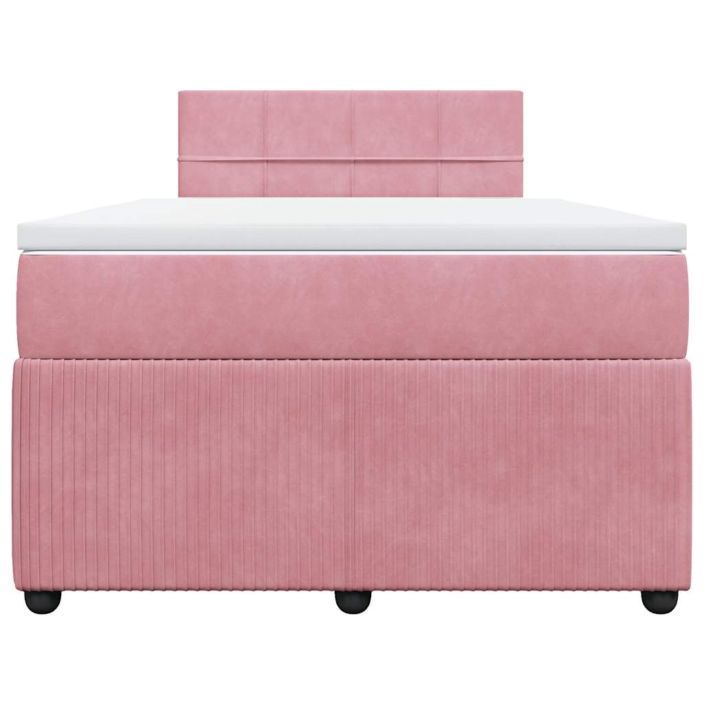 vidaXL Κρεβάτι Boxspring με Στρώμα Ροζ 120x200 εκ. Βελούδινο