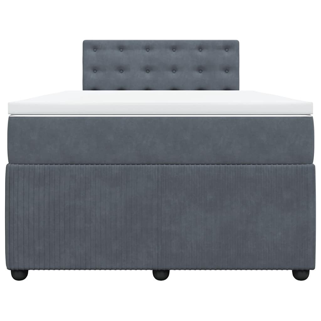 vidaXL Κρεβάτι Boxspring με Στρώμα Σκούρο Γκρι 120x200 εκ. Βελούδινο