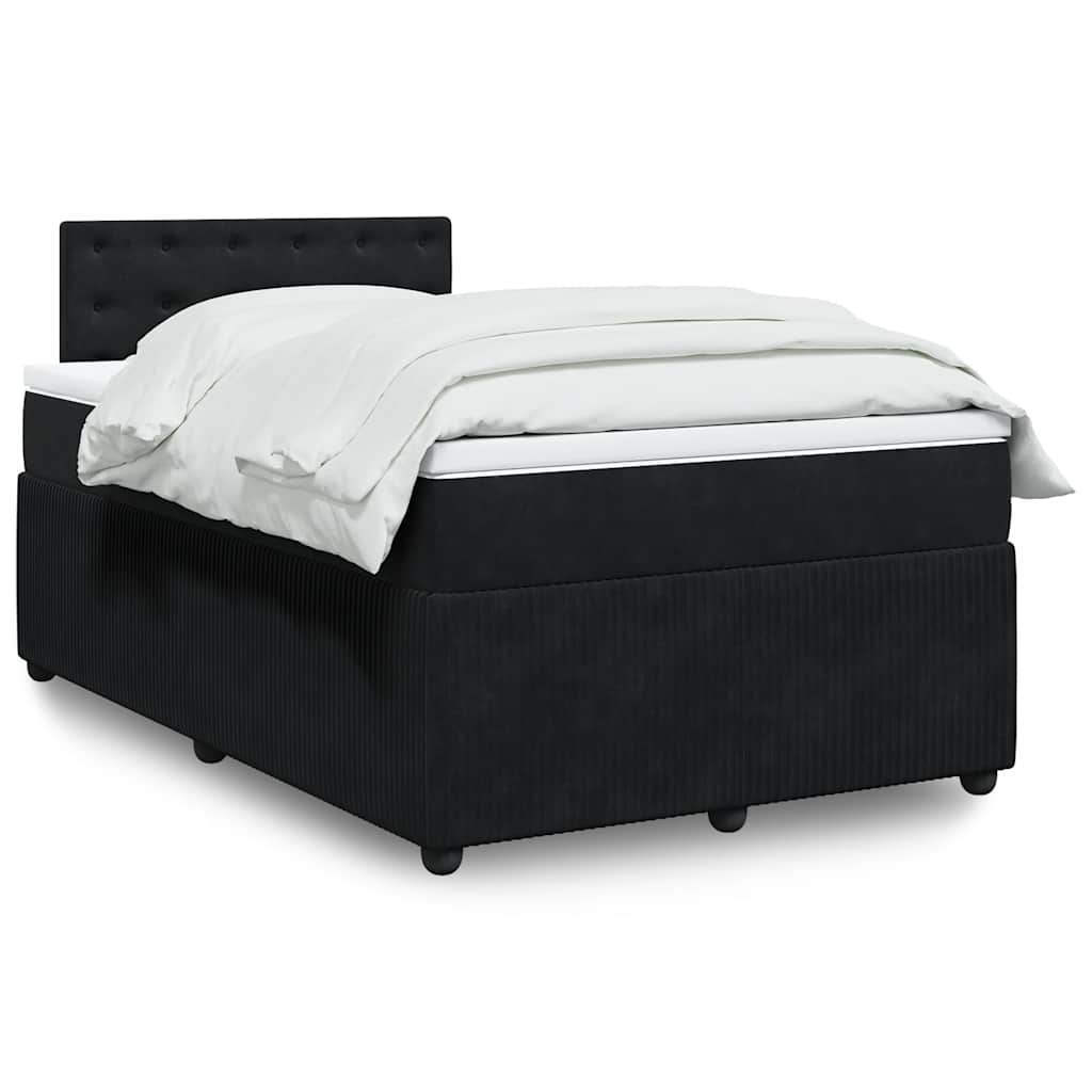 vidaXL Κρεβάτι Boxspring με Στρώμα Μαύρο 120 x 200 εκ. Βελούδινο