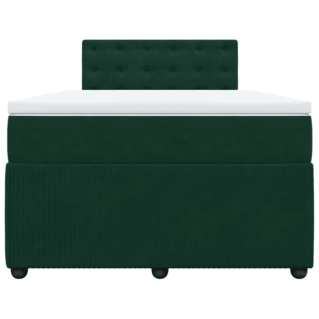 vidaXL Κρεβάτι Boxspring με Στρώμα Σκούρο Πράσινο 120x200εκ. Βελούδινο