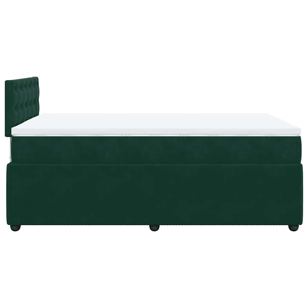 vidaXL Κρεβάτι Boxspring με Στρώμα Σκούρο Πράσινο 120x200εκ. Βελούδινο