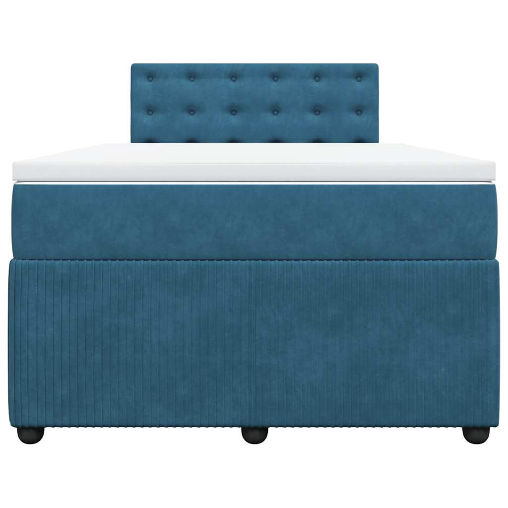 vidaXL Κρεβάτι Boxspring με Στρώμα Μπλε 120x200 εκ. Βελούδινο