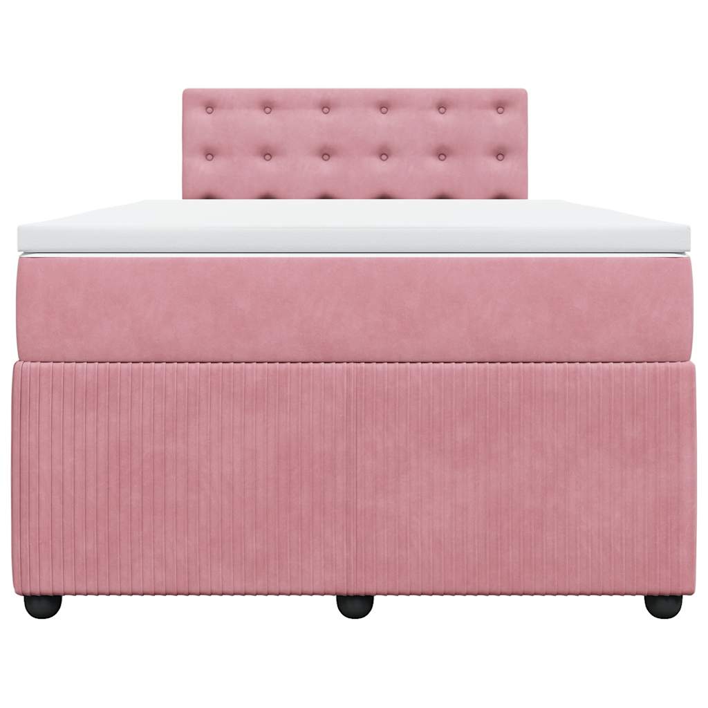 vidaXL Κρεβάτι Boxspring με Στρώμα Ροζ 120x200 εκ. Βελούδινο