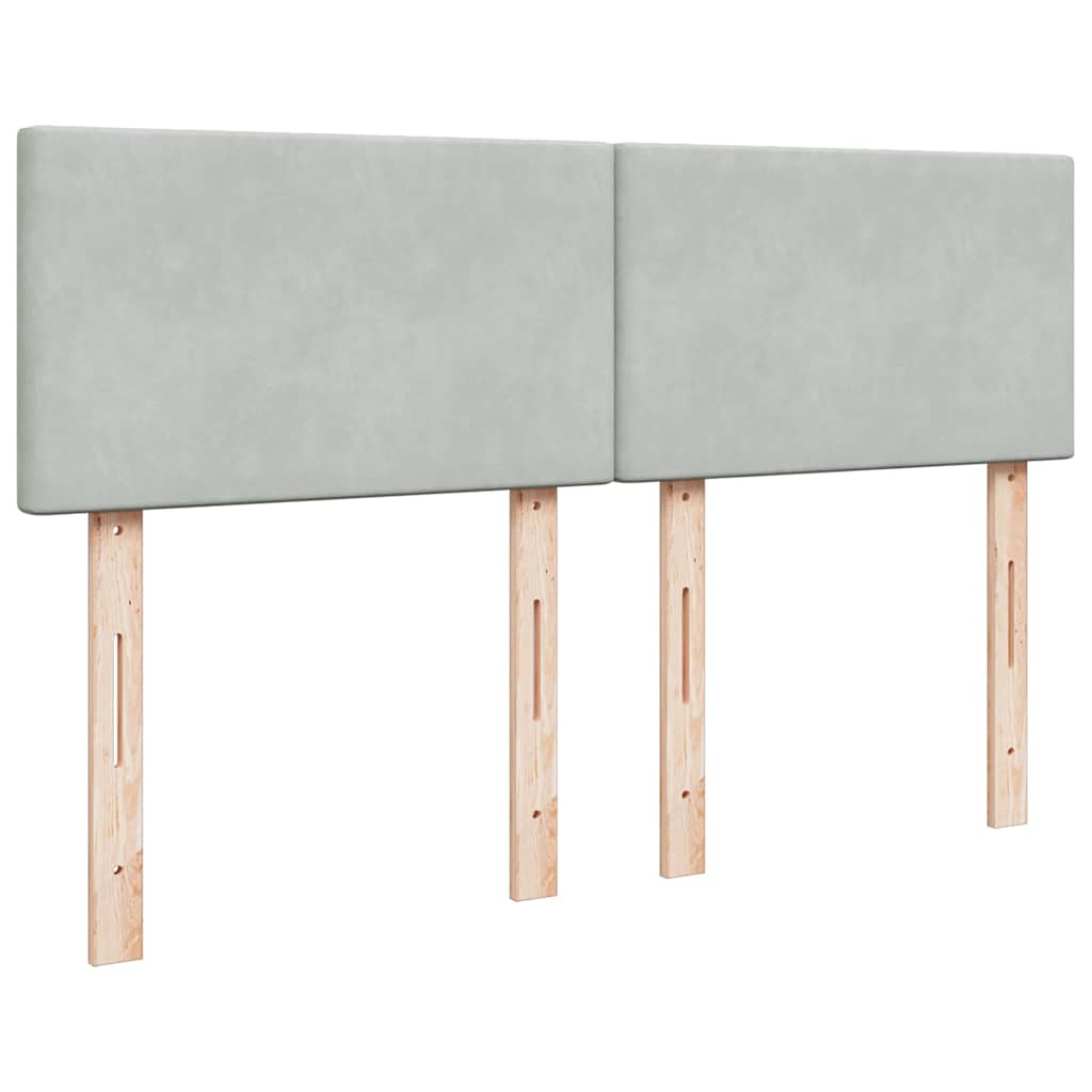 vidaXL Κρεβάτι Boxspring με Στρώμα Ανοιχτό Γκρι 140x190 εκ. Βελούδινο