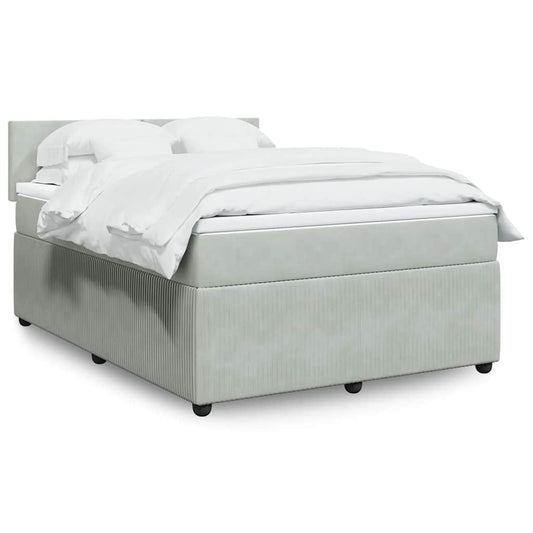 vidaXL Κρεβάτι Boxspring με Στρώμα Ανοιχτό Γκρι 140x190 εκ. Βελούδινο
