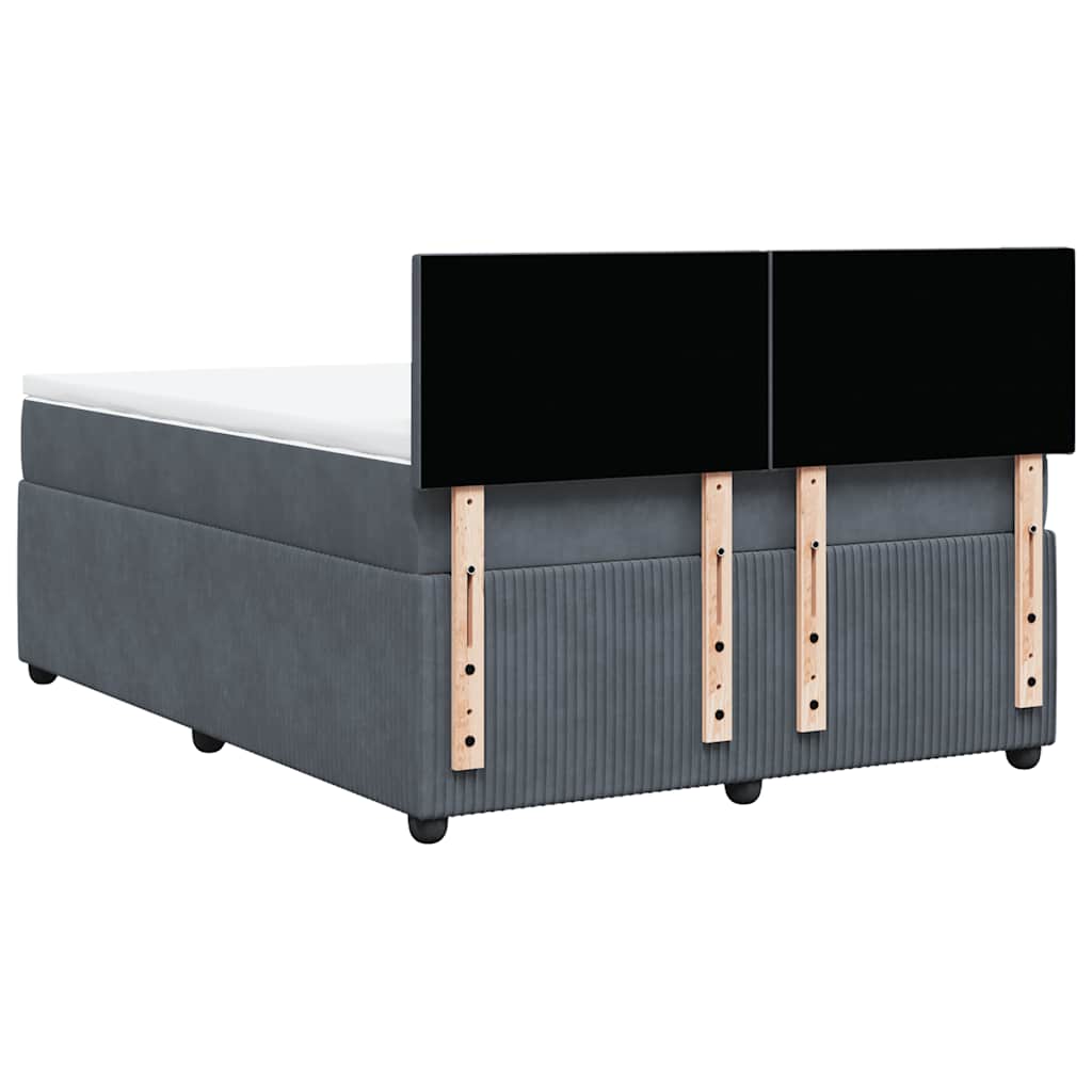 vidaXL Κρεβάτι Boxspring με Στρώμα Σκούρο Γκρι 140x190 εκ. Βελούδινο