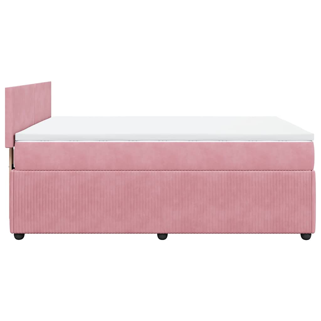 vidaXL Κρεβάτι Boxspring με Στρώμα Ροζ 140x190 εκ. Βελούδινο