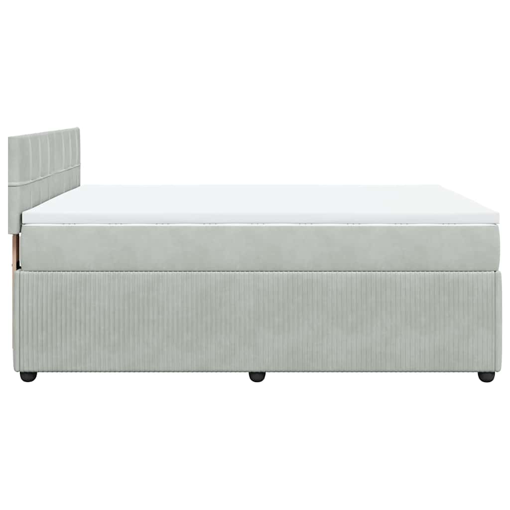 vidaXL Κρεβάτι Boxspring με Στρώμα Ανοιχτό Γκρι 140x190 εκ. Βελούδινο