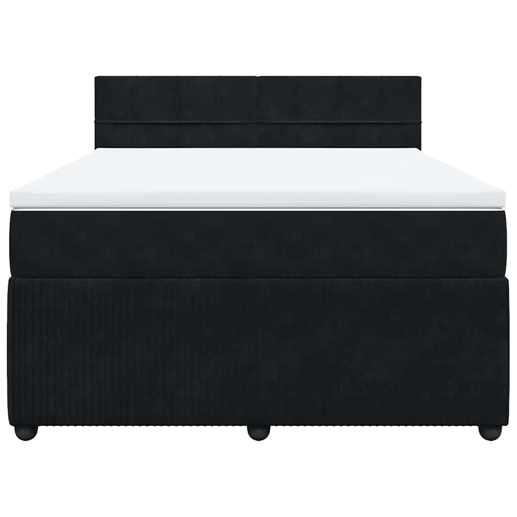 vidaXL Κρεβάτι Boxspring με Στρώμα Μαύρο 140x190 εκ. Βελούδινο