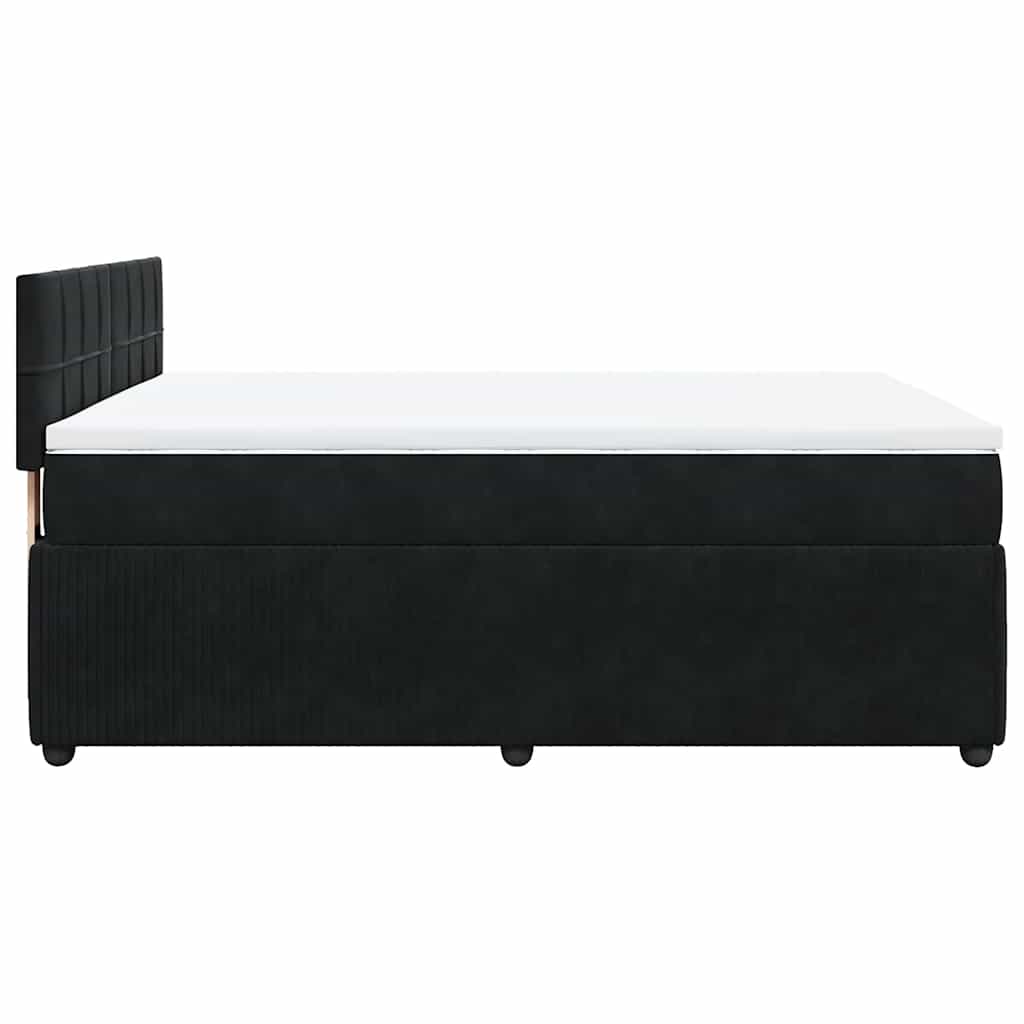 vidaXL Κρεβάτι Boxspring με Στρώμα Μαύρο 140x190 εκ. Βελούδινο