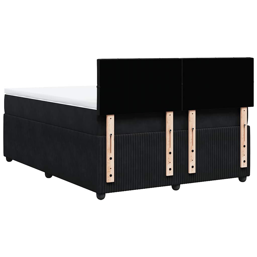 vidaXL Κρεβάτι Boxspring με Στρώμα Μαύρο 140x190 εκ. Βελούδινο