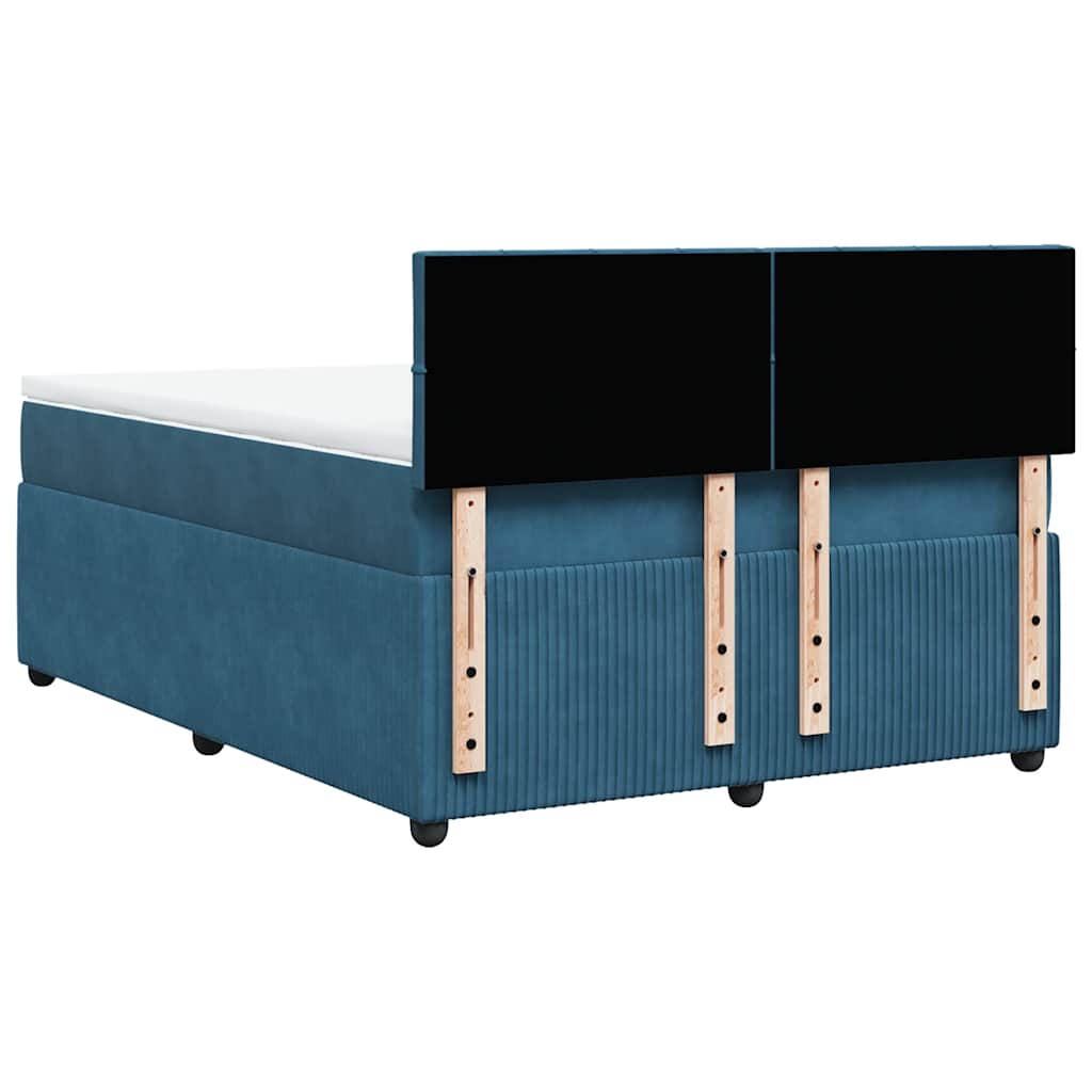 vidaXL Κρεβάτι Boxspring με Στρώμα Μπλε 140x190 εκ. Βελούδινο