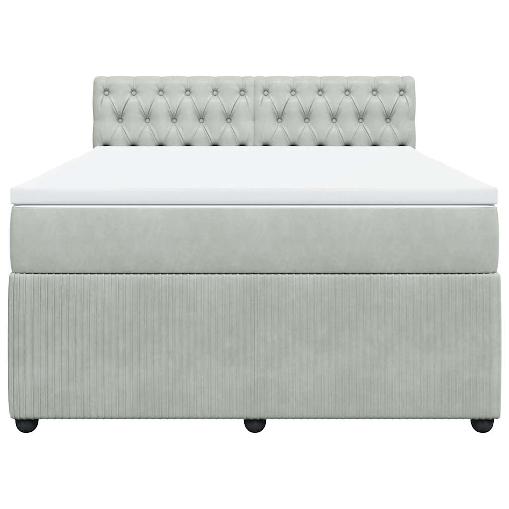vidaXL Κρεβάτι Boxspring με Στρώμα Ανοιχτό Γκρι 140x190 εκ. Βελούδινο