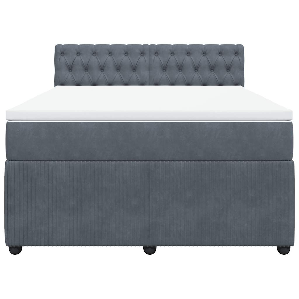 vidaXL Κρεβάτι Boxspring με Στρώμα Σκούρο Γκρι 140x190 εκ. Βελούδινο