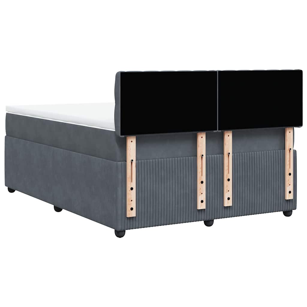 vidaXL Κρεβάτι Boxspring με Στρώμα Σκούρο Γκρι 140x190 εκ. Βελούδινο