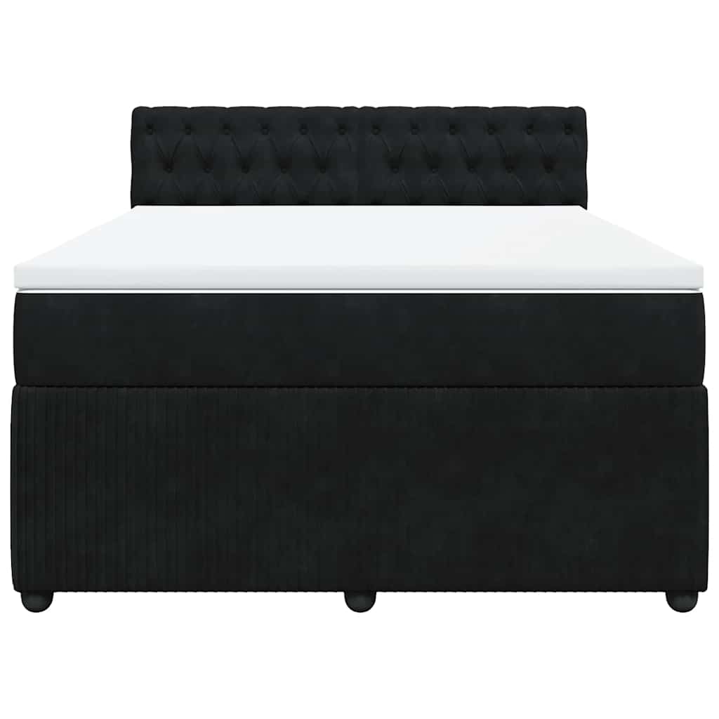 vidaXL Κρεβάτι Boxspring με Στρώμα Μαύρο 140x190 εκ. Βελούδινο