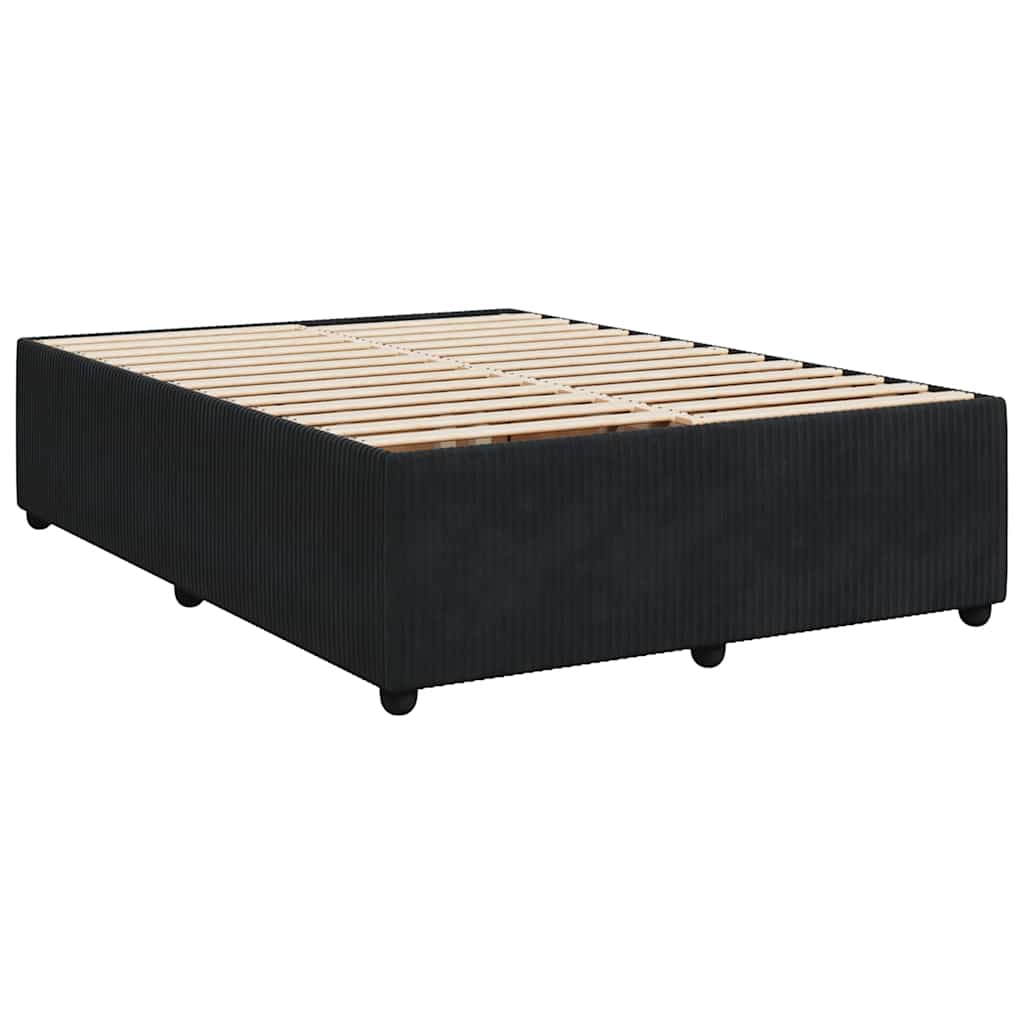 vidaXL Κρεβάτι Boxspring με Στρώμα Μαύρο 140x190 εκ. Βελούδινο