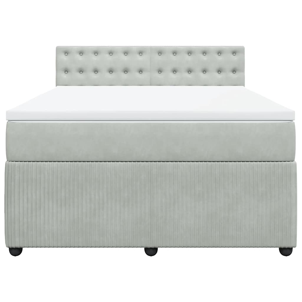 vidaXL Κρεβάτι Boxspring με Στρώμα Ανοιχτό Γκρι 140x190 εκ. Βελούδινο