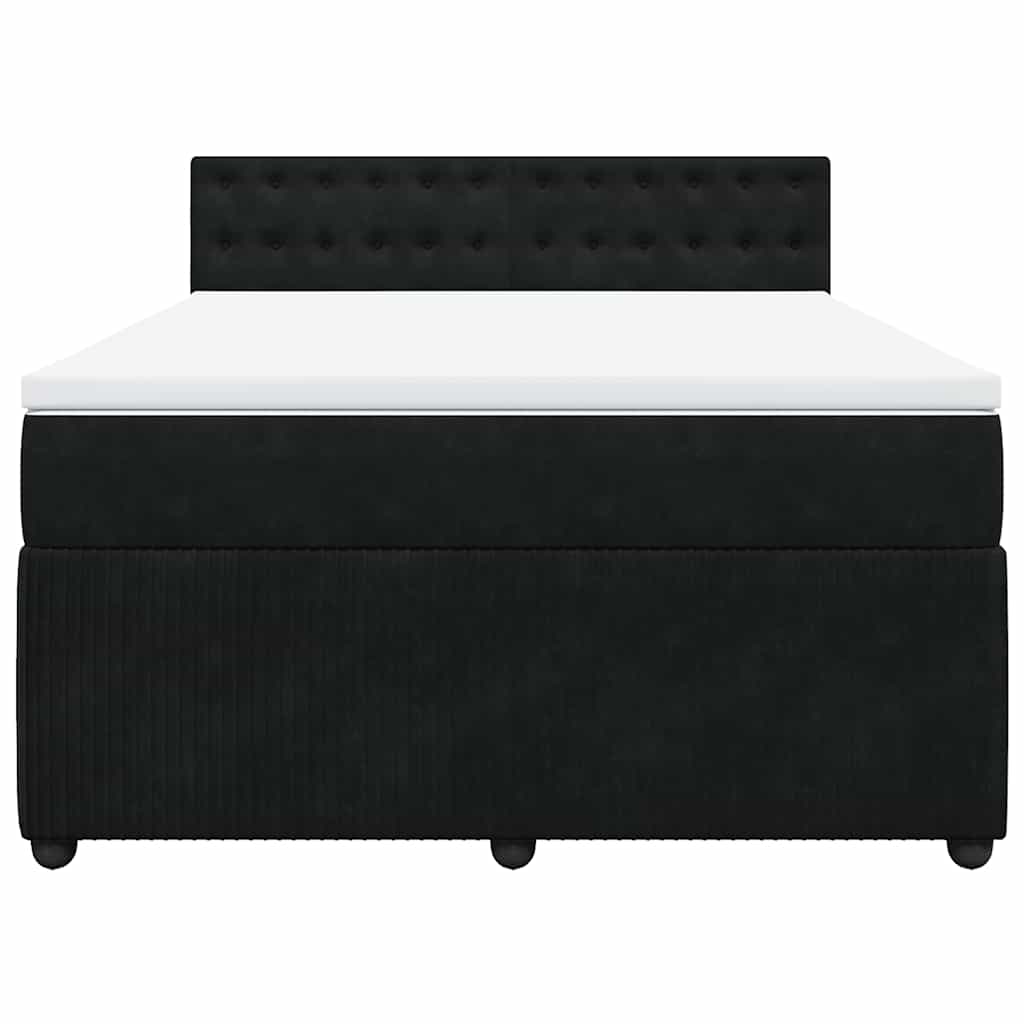 vidaXL Κρεβάτι Boxspring με Στρώμα Μαύρο 140x190 εκ. Βελούδινο