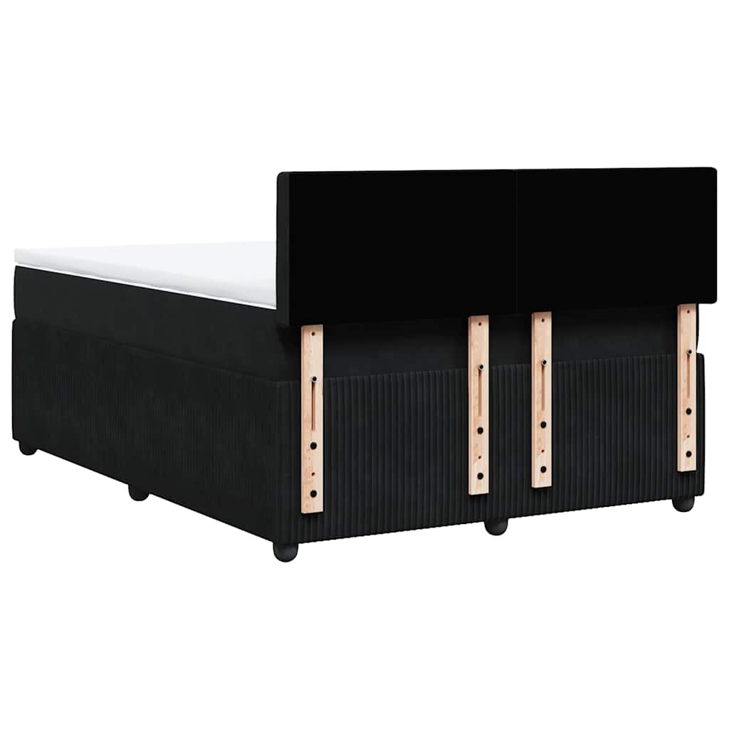 vidaXL Κρεβάτι Boxspring με Στρώμα Μαύρο 140x190 εκ. Βελούδινο