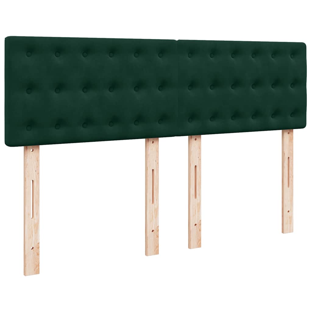 vidaXL Κρεβάτι Boxspring με Στρώμα Σκούρο Πράσινο 140x190εκ. Βελούδινο