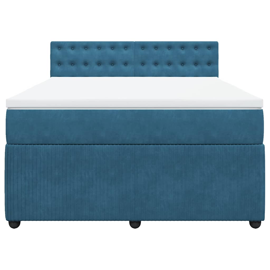 vidaXL Κρεβάτι Boxspring με Στρώμα Μπλε 140x190 εκ. Βελούδινο