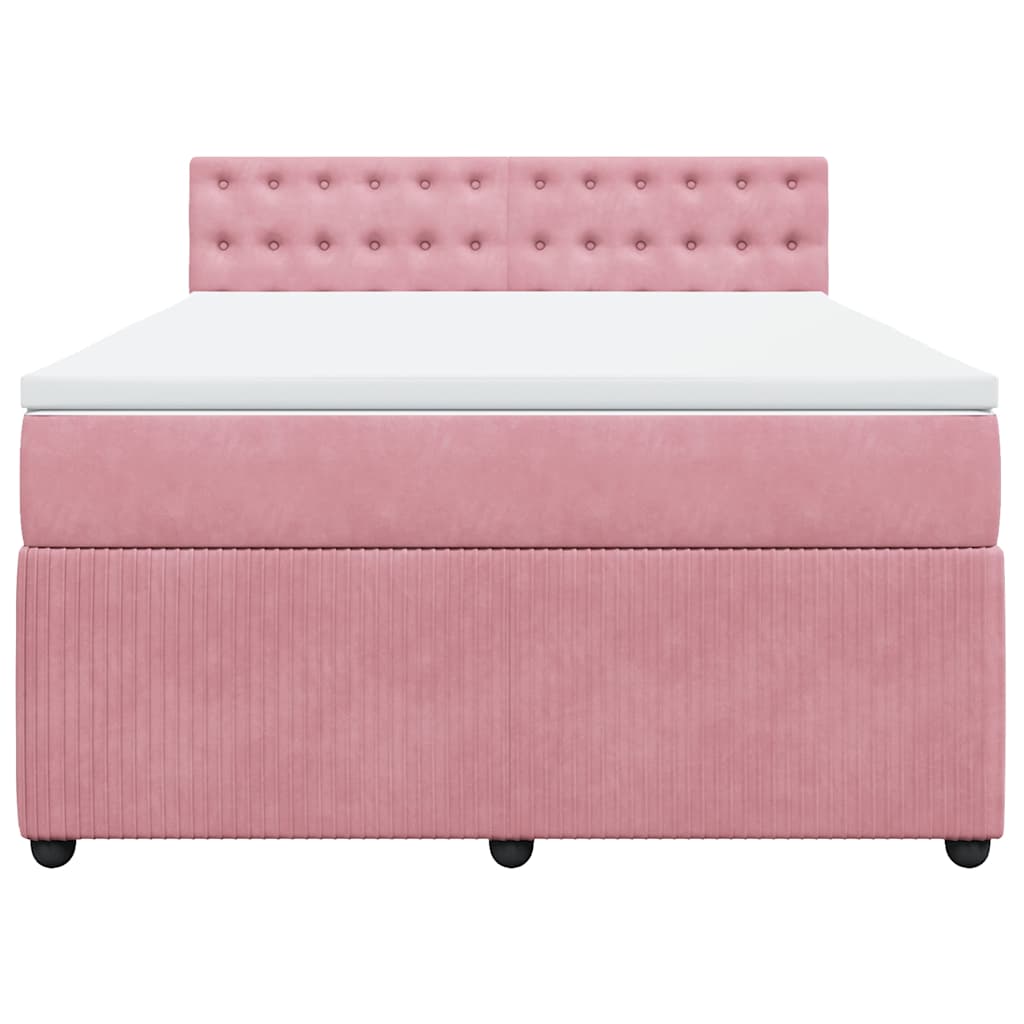 vidaXL Κρεβάτι Boxspring με Στρώμα Ροζ 140x190 εκ. Βελούδινο
