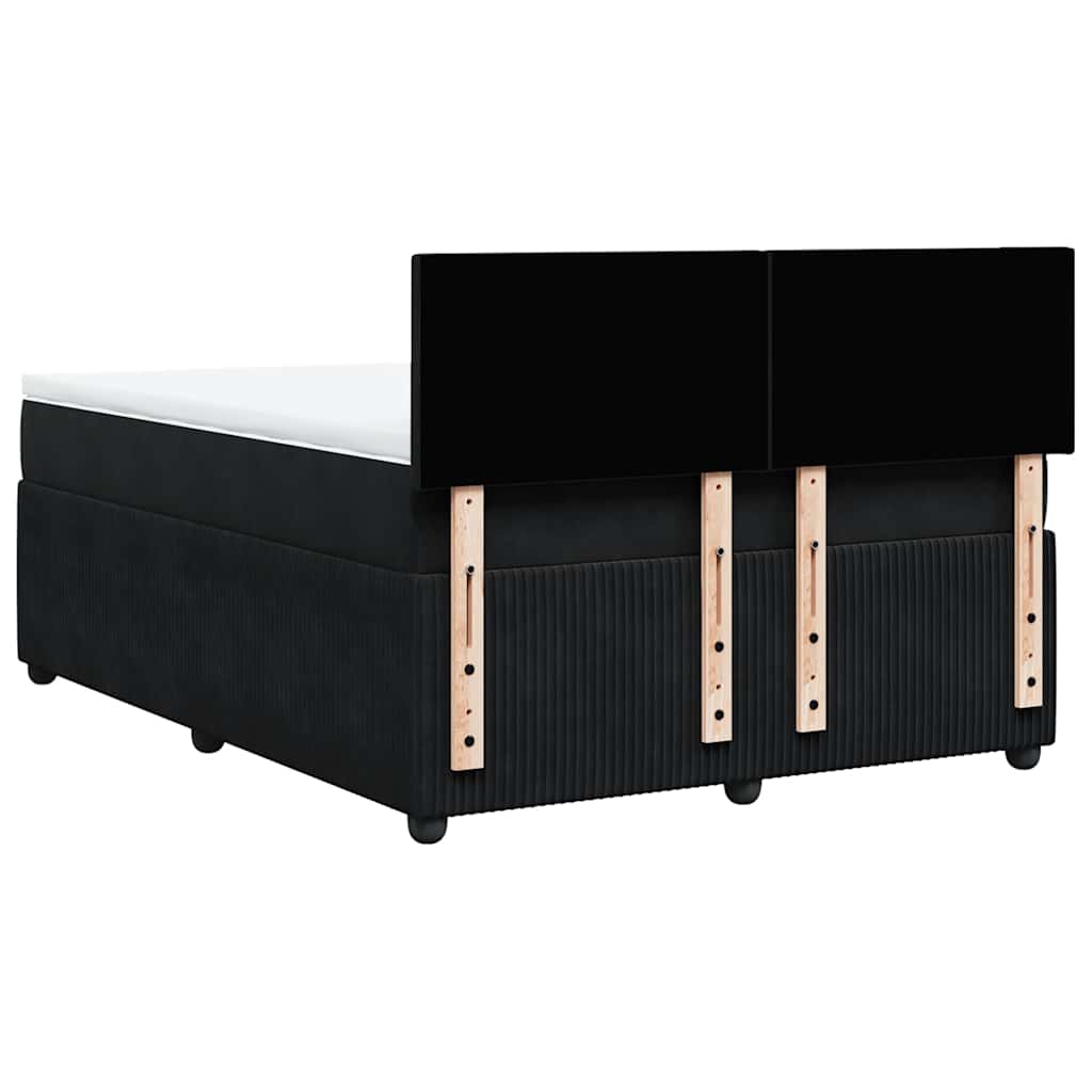 vidaXL Κρεβάτι Boxspring με Στρώμα Μαύρο 140x200 εκ. Βελούδινο